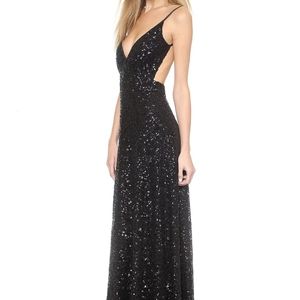 Contrarian Black Sequin Gown Backless Maxi